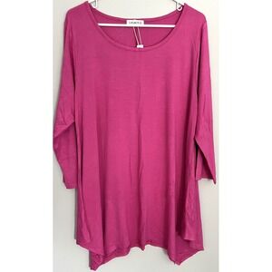 Larace Shirt Women 1X Pink/Magenta Long Sleeve Tunic Stretch Soft Casual Top NWT